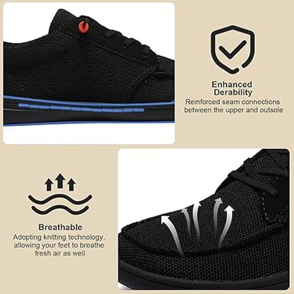 Black Mesh Men's Sneakers with Orange Accents - Picture 5 of 7